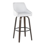 Hannah - 30" Fixed-Height Barstool With Swivel And Round Black Metal Footrest (Set of 2) - Walnut Glazed Wood