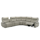 Jayke - Power Motion Sectional Sofa - Light Gray Top Grain Leather Match