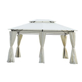 Outdoor Patio Gazebo Tent With Ventilated Double Roof And Sidewall