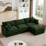 Modular L Shaped Sectional Sofa, 3 Seater Comfy Cloud Couch With Movable Ottoman