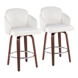 Dahlia - Contemporary Counter Stool With Velvet Seat (Set of 2) - Walnut Wood