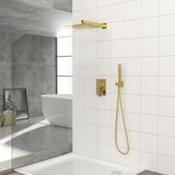 Dual Shower Head System With 12" Square Rain Shower And Rough In Valve