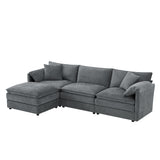 Modular Sectional With Deep And Wide Seat, Cloud Couch Set With Double Cushions Sofa With Movable Ottoman
