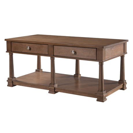 Coffee Table With 2 Storage Drawers & Lower Open Shelf