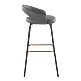 Grotto - Upholstered Fixed-Height Barstool - Black Metal