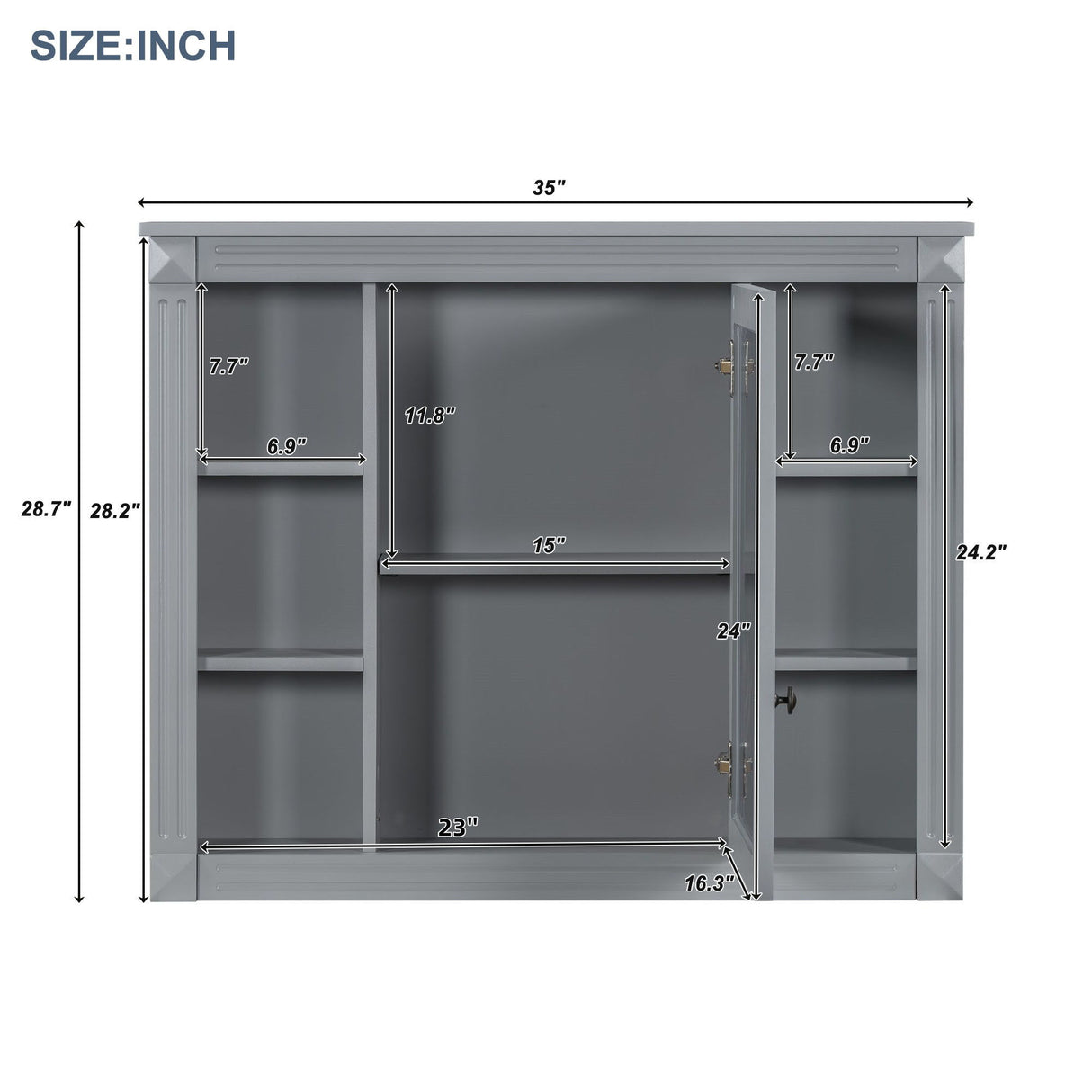 Wall Mounted Bathroom Storage Cabinet With Mirror, Cabinet With 6 Open Shelves And Adjustable Interior