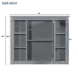 Wall Mounted Bathroom Storage Cabinet With Mirror, Cabinet With 6 Open Shelves And Adjustable Interior