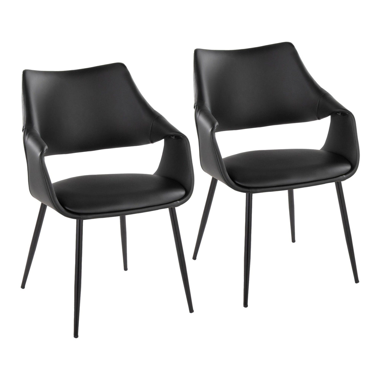 Curvo - High Back Upholstered Chair (Set of 2) - Black Metal Legs