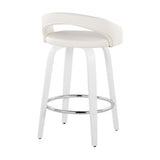 Cinch - Contemporary Fixed-Height Swivel Counter Stool (Set of 2) - White Wood Frame