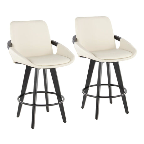 Cosmo - Fixed-Height Counter Stool (Set of 2) - Black Bamboo Base, Black Footrest