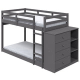 Gaston - Twin Over Twin Bunk Bed With 4 Drawers & 3 Compartments - Gray