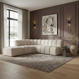 Arc - Boucle Fabric 5 Piece Corner Modular Sofa