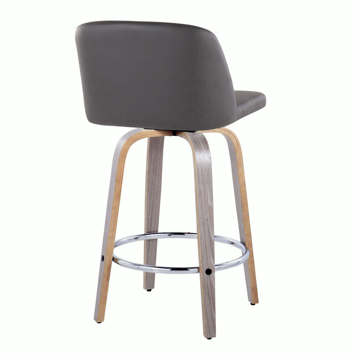 Toriano - 26" Fixed-Height Counter Stool (Set of 2) - Gray & Chrome Round Base
