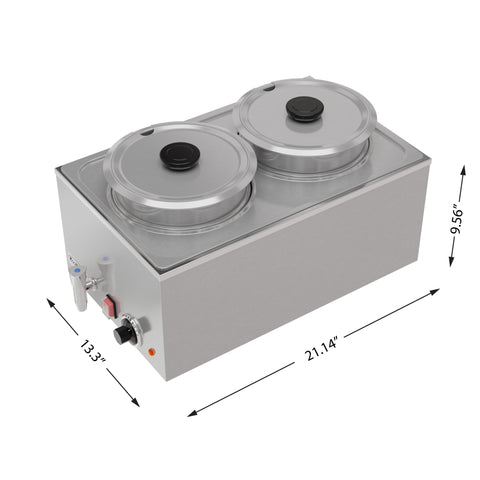 8 Qt. Two-Pot Electric Countertop Food Warmer With Faucet, CFW-4T.