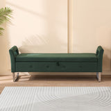 Wide Storage Soft Ottoman Bench With Armrests