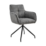 Noah - Fabric And Metal Legs Dining Room Accent Chair (Set of 2) - Charcoal / Black