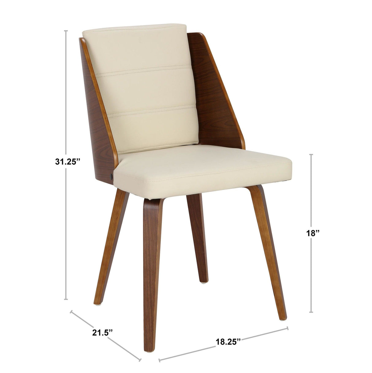 Galanti - Dining Chair (Set of 2) - Walnut Wood, Brown Faux Leather