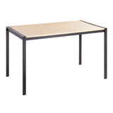 Fuji - Boyne 5 Piece Dining Set - Black Metal, Natural Wood, Cream Noise Fabric