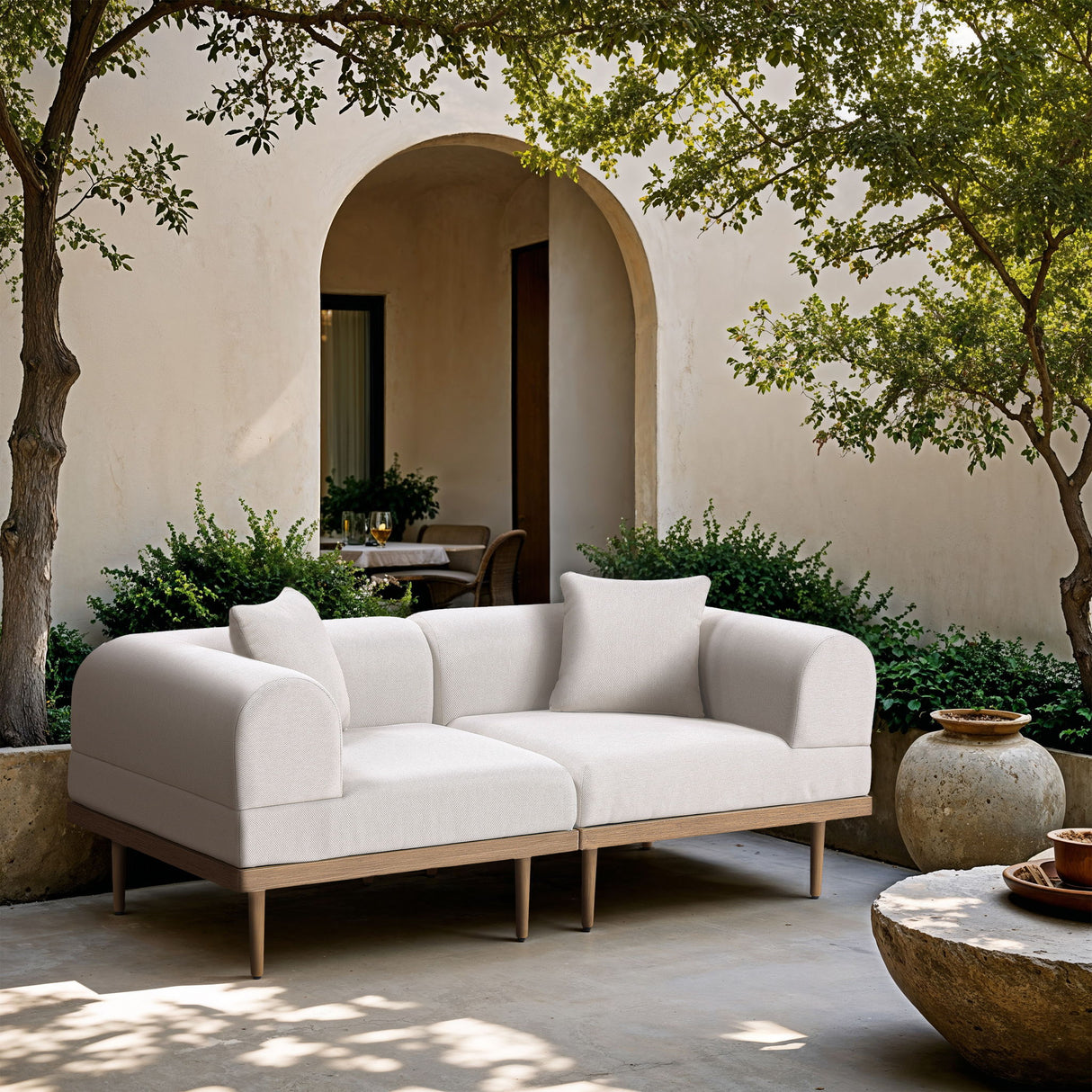 Laguna - 2 Piece Resilient Water Resistant Fabric 71" Upholstered Outdoor Patio Modular Loveseat