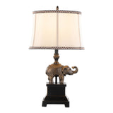 Elephant - 27" Table Lamp (Set of 2) - Bronze Polyresin With Natural Linen Soft Back Shade