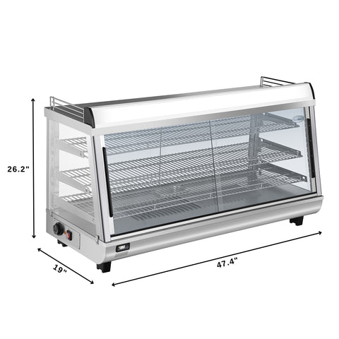 48 in. Glass Countertop Display Warmer, 6.5 cu. ft. in Stainless Steel (HDC-6C-SS)
