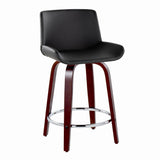 Santi - 24" Fixed-Height Counter Stool With Swivel - Mahogany Wood (Set of 2)