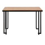 Roman - Desk - Black Steel With Natural Wood Top