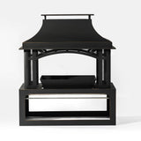 40" Wood Burning Fireplace, 50000 Btu Steel Fire Pit, Wood Burning Chimney For Outside Patio Deck Garden Backyard - Black