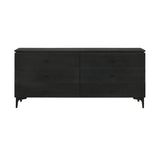Legend - 6 Drawer Dresser With Metal Legs - Black Glaze Ash