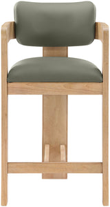 Sacha - Vegan Leather Upholstered Counter Stool With Natural Base