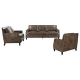 Gunderson - 3 Piece Recessed Arms Living Room Set - Brown