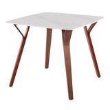 Folia - Dinette Table - Walnut Wood And White Textured Marble