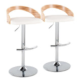 Grotto - Adjustable Barstool - Chrome Metal, Zebra Wood