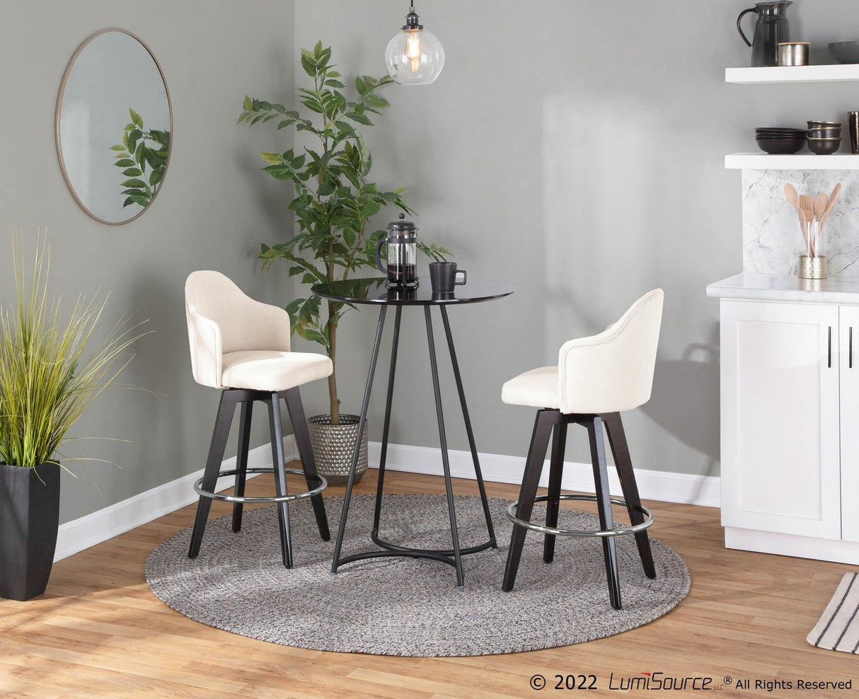 Ahoy - Counter Stool - Wood Legs And Round Metal Footrest Fabric Seat (Set of 2)