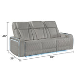 Electra - 3 Piece Power Reclining Sofa, Loveseat And Recliner Set With Power Headrests, Massage And LED Lighting