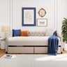 Upholstered Daybed With Two Drawers, Wood Slat Support