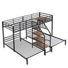 Metal Bunk Bed With Storage Shelves Staircase