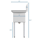 48 in. Two Compartment Stainless Steel Commercial Sink with Drainboard, Bowl Size 15"x 15"x 12" SB151512-15R3.