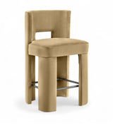 Zuno - Velvet Performance Fabric Upholstered Counter Stool (Set of 2)