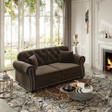Upholstered Chesterfield Sofa With Nailhead Trim And Rolled Armrests