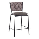 Tania - Braided Contemporary Counter Stool With Faux Leather Seat (Set of 2)