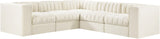 Rummi - Symmetrical Velvet Performance Fabric Upholstered 5 Piece Modular Sectional