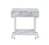 Wither - Accent Table - White Printed Faux Marble & Chrome