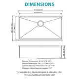 Undermount Kitchen Sink 36 X 19 X 9", 16 Gauge Deep Workstation Sink With Cutting Board And Accessories - Gold