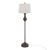 Griffin - 61" Polyresin Floor Lamp - Acid Gray Wood Finish And White Linen Shade