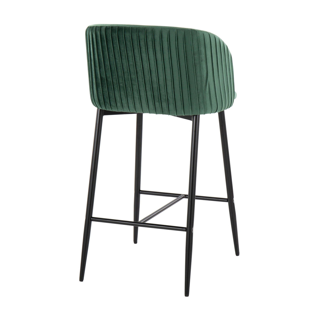 Luna - Fixed-Height Counter Stool (Set of 2) - Black Metal And Velvet