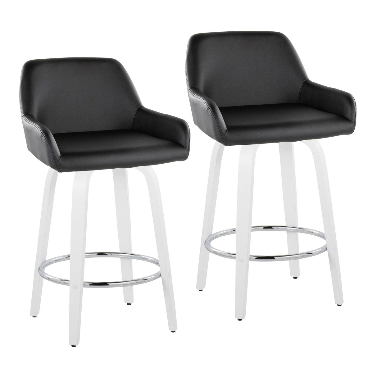 Cinch - Contemporary Fixed-Height Swivel Counter Stool (Set of 2) - White Wood And Round Footrest