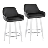 Cinch - Contemporary Fixed-Height Swivel Counter Stool (Set of 2) - White Wood And Round Footrest