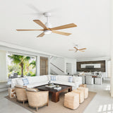 52" Ceiling Fan With Remote Control, Dimmable 3 Color Temperature LED Light, Quiet Reversible DC Motor
