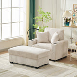 Oversized Chaise Lounge Chair With Ottoman And Storage